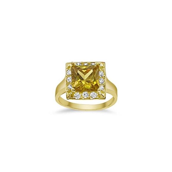 10k Yellow Gold Simulated Citrine Womens Birthstone Ring November - Picture 1 of 2
